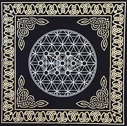 Indian Consigners Altar Cloth Geometric Witchcraft Alter Tarot Spread Top Cloth Wiccan Square Spiritual 18 by 18 Sacred(Geometric Gold Silver) - color: Geometric Gold Silver