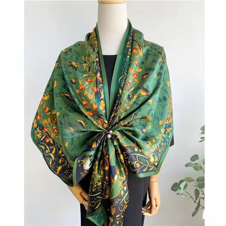 100% Mulberry Silk Long Scarf for Women Large Shawls for Headscarf and Neck- Oblong Hair Wraps with Gift Packed - color: Jade Green