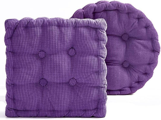Two Styles of Meditation Floor Cushions, Large Square and Round, Suitable for Adult use, Corduroy Cushions, Used in Living Room, Balcony, Dining Chair(Purple,Diameter 16") - color: Purple, size: Diameter 16"