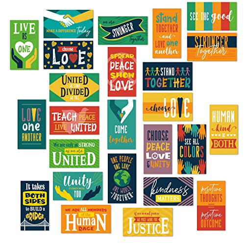 Unity Mini Note Cards / 50 Peace And Kindness Cards / 25 United Designs / 2" x 3.5" Inspirational Flat Mini Business Card Sized Notes/Made In The USA - color: Unity