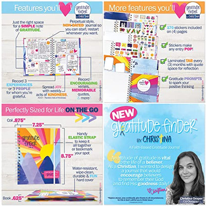 Gratitude Finder by Christina, 52 Week Non-Dated Daily Inspirational Journal for Women, Teens & Girls with 330 Grateful Heart Stickers (Abundant Joy) - color: Abundant Joy + Grateful Heart Stickers