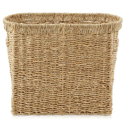 Casafield Woven Magazine Holder with Handles, Natural - Seagrass Storage Basket for Bathroom, Living Room, Home Office - color: Natural - Seagrass