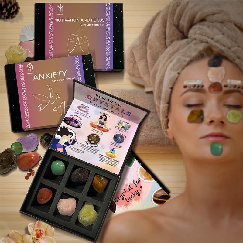 Natural Crystal Box Set Yoga Meditation Crystal Set Mood Balance Crystal Stone (Passionate Crystal Box Set) - color: Passionate Crystal Box Set