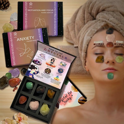 Natural Crystal Box Set Yoga Meditation Crystal Set Mood Balance Crystal Stone (Passionate Crystal Box Set) - color: Passionate Crystal Box Set