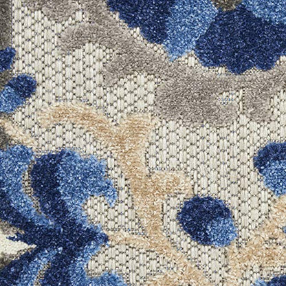 Nourison Home Aloha Natural Blue 2'8" x 4' Area Rug - Easy Clean, Non Shedding, Bed Room, Living Room, Dining Room, Kitchen (3' x 4') - color: Natural Blue, size: 2'8" x 4' (Rectangular)