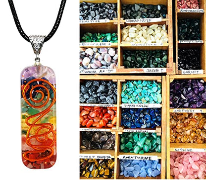 7 Chakra Necklace Bracelet Orgone Energy Protection and Spiritual Healing Pendant Necklaces Bracelets Set for Women Men