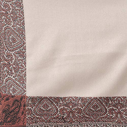 Weavers Villa Men's Woven Border Woollen Lohi Meditation Shawl Wrap - color: Light Beige