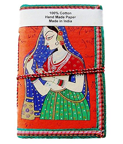Purpledip Handmade Paper Journal Diary Notebook Indian Folk Lady Ragini: Stitched In Traditional Indian Style (10406)