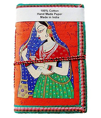 Purpledip Handmade Paper Journal Diary Notebook Indian Folk Lady Ragini: Stitched In Traditional Indian Style (10406)