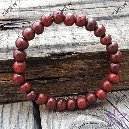 Sandalwood Bracelet for Women Men Buddhist Prayer Strand Chandan Bracelet Handmade Stretchable Elastic Sandalwood Beaded Wristbands for Yoga Meditation - style: Red Sandalwood 8mm