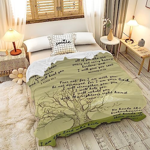 AMITAYUS Tree Healing Scripture Bible Verse Fleece Throw Sympathy Prayer Blanket Religious Christian Inspirational Gifts for Women Friends - 50''x60'' - color: Tree Healing Scriptures Prayer, size: Medium 60"x50