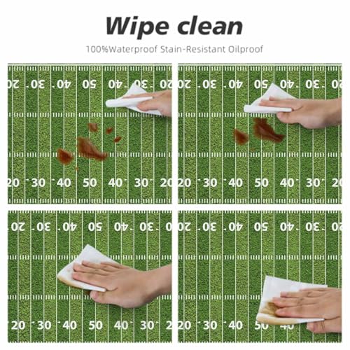 Football Field Round Table Cloth American Hash Marks Yard Lines Grass Textured Elastic Edged Table Cover Fade and Stain Resistant Table Cloths Easy to Clean Fits Tables 40-44" Diameter - color: Football Field