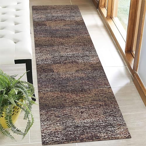 RUGSURE Washable Area Rug - 1/6 Thick - Stain & Water Resistant Non-Slip - Resistant Rug for Living Room, Bedroom, Nursery, Pet & Child Friendly, Vintage Charm Area Rugs (Rust, 2'6'' x 8') - color: Depth-rust, size: 2'6" x 8' (Rectangular)