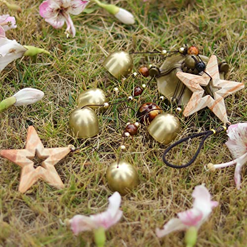 Star Wind Chimes for Outside with 5 Brzone Chime Bells, Rustic Wind Chime Hanging Decor for Garden Patio Yard