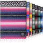 Hydration Nation Authentic Extra Large Mexican Blanket (70"x50") - Handwoven Yoga, Serape- Artisanal Falsa, Beach, Camping, Picnic, Outdoor - Twilight - color: Twilight