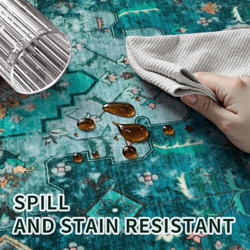 3x5 Entryway Rug Indoor,Washable Non-Slip Low Pile Ultra Soft Area Rugs for Large Kitchen Bedroom Bedside Living Room Distressed Boho Carpet Home Decor