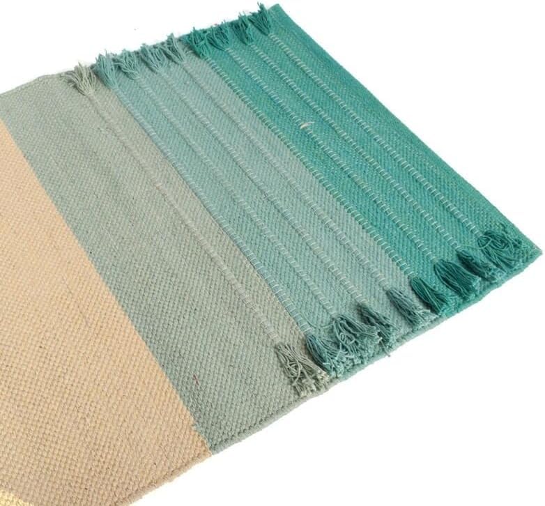 Indian Handmade100 % Organic Anti Skid Multi Colour Cotton Yoga Mat - Eco-Friendly Hand-Woven Rug - Non-Slip & Thick (24”x72”x5mm) for Hot yoga & Everyday Fitness at Home - Comfortable & Foldable Extra-Long Mat - color: Multi 1