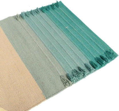 Indian Handmade100 % Organic Anti Skid Multi Colour Cotton Yoga Mat - Eco-Friendly Hand-Woven Rug - Non-Slip & Thick (24”x72”x5mm) for Hot yoga & Everyday Fitness at Home - Comfortable & Foldable Extra-Long Mat - color: Multi 1