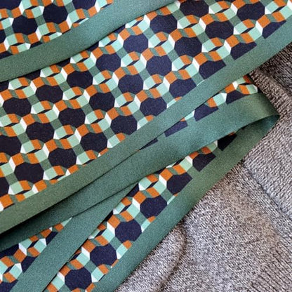 ANDANTINO 100% Silk Scarf for Women 59”*6.3” Long Shawls for Headscarf and Neck- Oblong Hair Wraps with Gift Packed - color: Dark Green&black