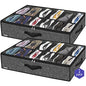Onlyeasy Sturdy Under Bed Shoe Storage Organizer, Set of 2, Fit 12 to 24 Pairs, Underbed Shoes Closet Storage Solution with Clear Window, Breathable, L29.3 x W23.6 x H5.9, Linen-like Black, MXAUBSB2P - color: 2 Shoes (12+12 Cells) Linen-like Black