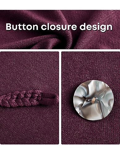 PULI Womens Large Cross Front Poncho Sweater Wrap Topper Knitted Elegant Shawls Cape for Fall Winter - color: 2-burgundy With Button