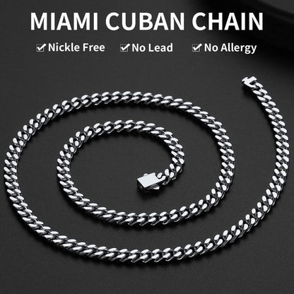 ChainsHouse Stainless Steel Mens Cuban Link Chain, Black/ 18K Gold Plated Miami Cuban Chain Necklace, 5mm/7mm/9mm/12mm/14mm Width, No Tarnish& Durable Hip Hop Mens Jewelry, 18"-30", Send Gift Box - color: a. 5mm width-steel, size: 26 inches