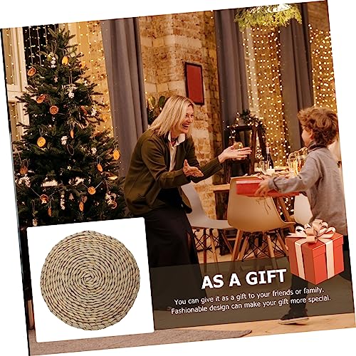 PRETYZOOM Yoga Meditation Cushion Thick Floor Mat Handwoven Straw Pillow Seating Pad for Home Office