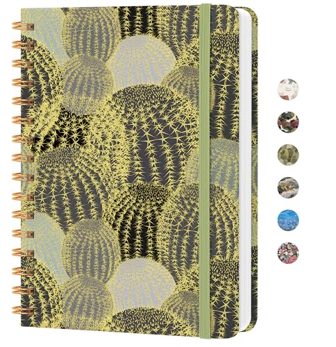 Lined Spiral Journal Notebook, A5 College Ruled Notebook for Journaling, Note-Taking, and Daily Planning, Durable Hardcover with an Elegant Design, Cactus - color: T.Cactus