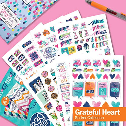 Gratitude Journal 52 Week Daily Positive Thinking for Thankfulness + Sticker Set | Gratitude Finder - color: Beach, Please! + Grateful Heart Stickers