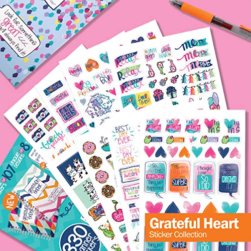 Gratitude Journal 52 Week Daily Positive Thinking for Thankfulness + Sticker Set | Gratitude Finder - color: Whimsy Doodle + Grateful Heart Stickers