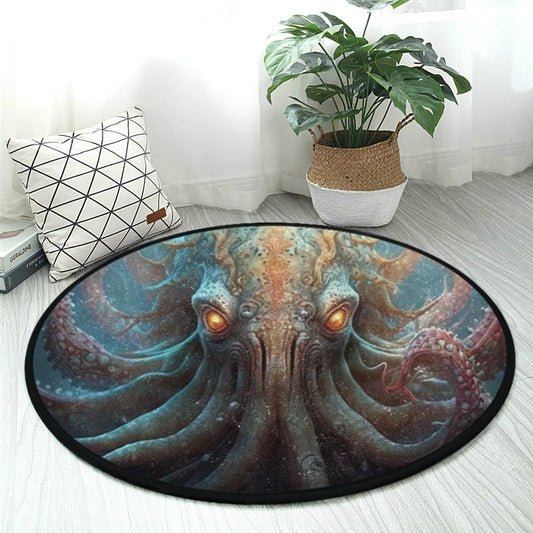 Washable 3ft Octopus Extraterrestrial Round Area Rug Carpet Non-Slip Soft No Shedding Ideal for Bedroom Kitchen Living Spaces - color: Color-6, size: 3' (Round)