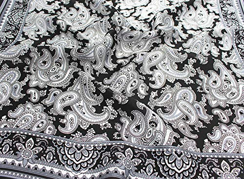 ANDANTINO 100% Mulberry Silk Scarf -21” Lightweight Square Neckerchief – Breathable Digital Printed Scarves with Gift Packed - color: Black&white Paisley