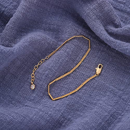 WEARON Gold Bracelet for Women 14K Gold Plated Snake Herringbone Figaro Cuban Bead Paperclip Cable Box Chain Simple Jewelry - style: Multi-Circle Bracelet