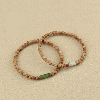 Handmade Jade Sandalwood 4mm Wooden Beads Bracelet - Retro Style Women's Jewelry Accessories - color: green