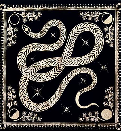INDACORIFY Golden Snake Altar Table Top Cloth with Fringes Celtic Alter Tarot Witchcraft Spread Spiritual Sacred Cloth 18x18 in (Golden Snake) - color: Golden Snake