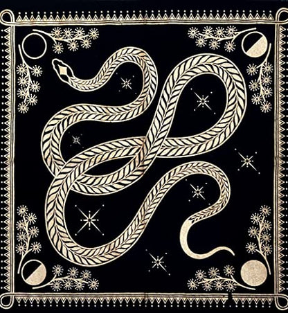 INDACORIFY Golden Snake Altar Table Top Cloth with Fringes Celtic Alter Tarot Witchcraft Spread Spiritual Sacred Cloth 18x18 in (Golden Snake) - color: Golden Snake