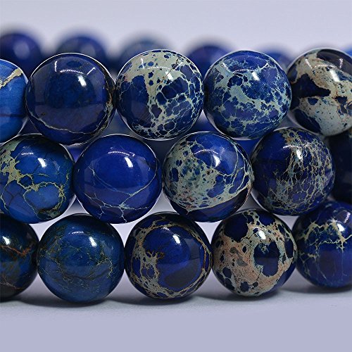 Justinstones Gem Semi Precious Gemstone 8mm Round Beads Stretch Bracelet 7 Inch Unisex - color: Royal Blue Sea Sediment Jasper