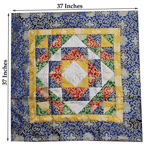 Tibetan Patch Silk Brocade Table Runner/Shrine Cover/Altar Cloth/Table Cover (37 X 37 Inches)