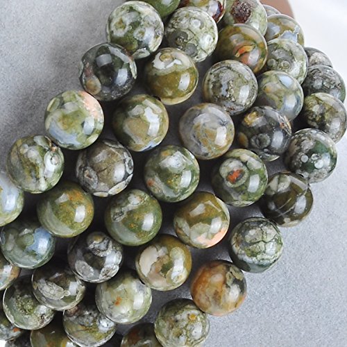 MASSIVE BEADS Natural Healing Power Gemstone Crystal Beads Unisex Adjustable Macrame Bracelets - color: Green Rainforest Jasper, size: 8mm