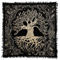 Indian Consigners Tree of Life Altar Cloth Tapestry Tablecloth Celtic Trees Ritual Spiritual Cloth for Sacred Places, Cotton Square Tarot Table Cover 18 by 18 Sacred - color: Golden Trunk Tree, size: 18" x 18" (Square)