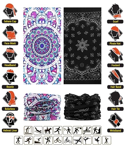 Headband Neck Gaiter Head Wrap Headwear Face Mask Magic Scarf Bandana for Men and Women - color: 6pc.pink Series