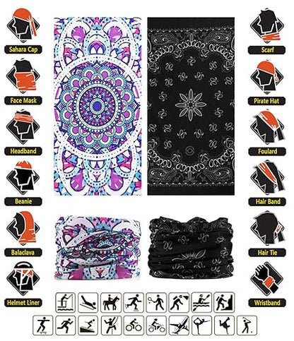 Headband Neck Gaiter Head Wrap Headwear Face Mask Magic Scarf Bandana for Men and Women - color: 6pc.pink Series