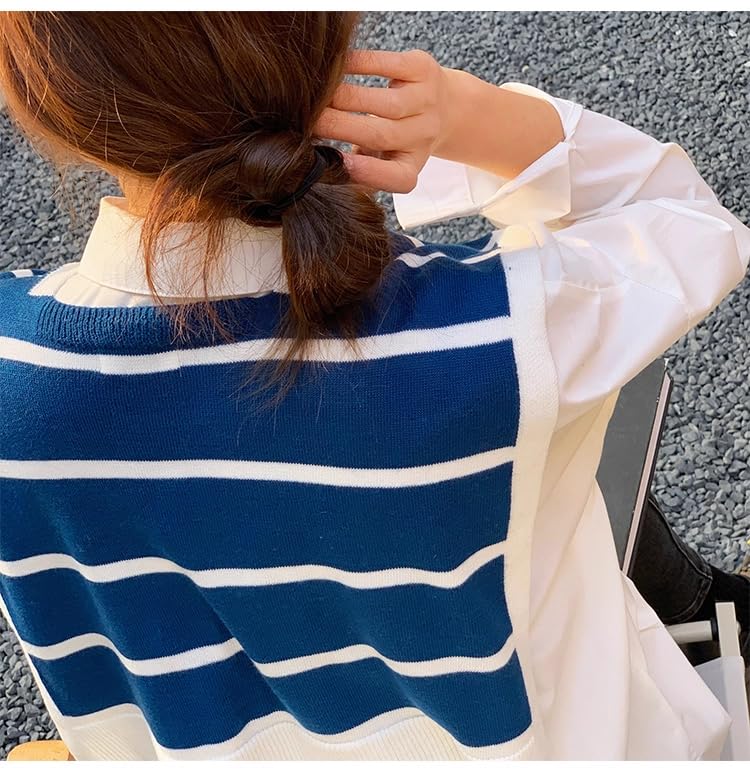 Sweater Shawl Wraps for Women Fashion Knitted Shoulder Shawls Ponchos Travel Casual Sweaters Scarf Cape Wraps - color: 13 Navyblue/White Stripe
