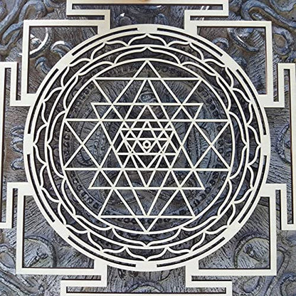 ZenVizion 13.5" Sri Yantra Wall Decor Mandala, Sacred Geometry Wall Art Yoga Decor, Grystal Grid, Wooden Art Symbol, Meditation Decor, Spiritual Decor