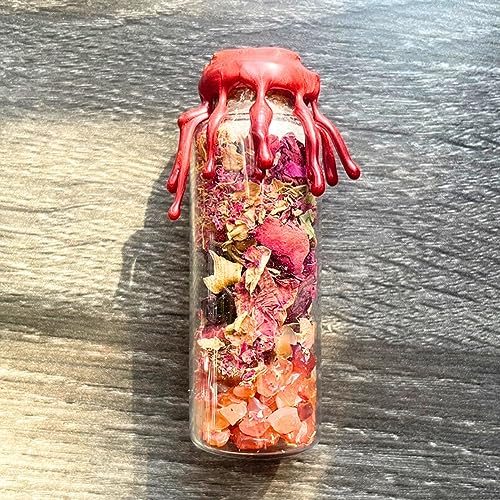 BlkGrlMagick Handcrafted Mini Good Luck Spell Jar, Lottery, Prosperity, Gambling, Casino Success, Good Fortune Law of Attraction Spell Bottle, Moon Charged Witch Bottles, Hoodoo Altar Tools - size: Luck Spell