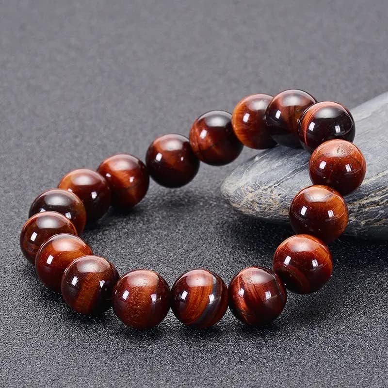 Single-pack of pure gemstone bracelets… - color: 12MM-Red-Tigers-9inch