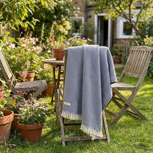 Bed Blanket, Lightweight, Cotton-Rich Blend, Recycled Cotton, Twin Size (57 x 79 Inch), Textured Woven Bedding, Breathable Layering Cover, Navy Blue - color: Navy Blue, size: Twin