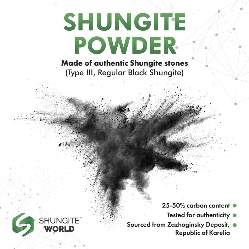 Shungite World 8 oz Fine Shungite Powder from Real Shungite Stones for Shungite Pyramid Mold, Orgone Pyramid Resin Mold Shungite Bracelet Necklace Resin Jewelry Shungite Paint and More (1 Pack) - size: 8 oz / 1 Pack