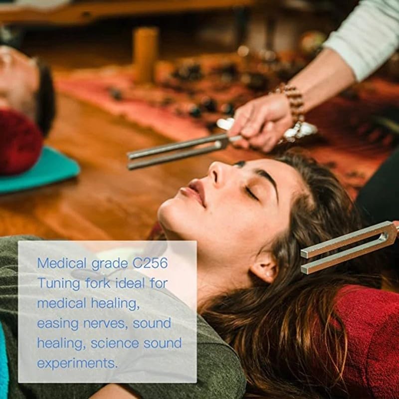 Tuning Forks for Sound Therapy (128Hz, 256Hz, 512Hz) for Yoga, Meditation, Stress Relaxation, Health Care and Musical Instrument, With Cloth Pouch,Silicone hammer, a Repair Tool and Cleaning Cloth
