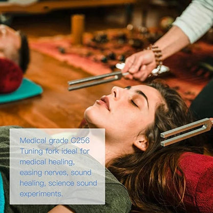 Tuning Forks for Sound Therapy (128Hz, 256Hz, 512Hz) for Yoga, Meditation, Stress Relaxation, Health Care and Musical Instrument, With Cloth Pouch,Silicone hammer, a Repair Tool and Cleaning Cloth